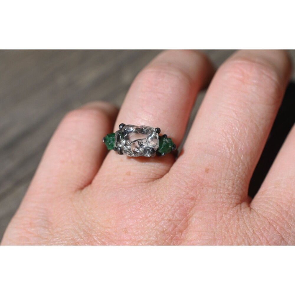 Engagement ring Emerald s, Natural Real and Raw, size 3 4 5 6 7 8 9 10 11 12 - Picture 4 of 8
